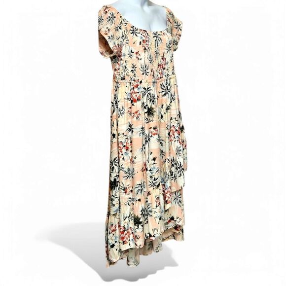 TORRIDβ Black Floral Tropical Print Challis Hi-Lo Off Shoulder Maxi Dress 3X - Picture 4 of 16